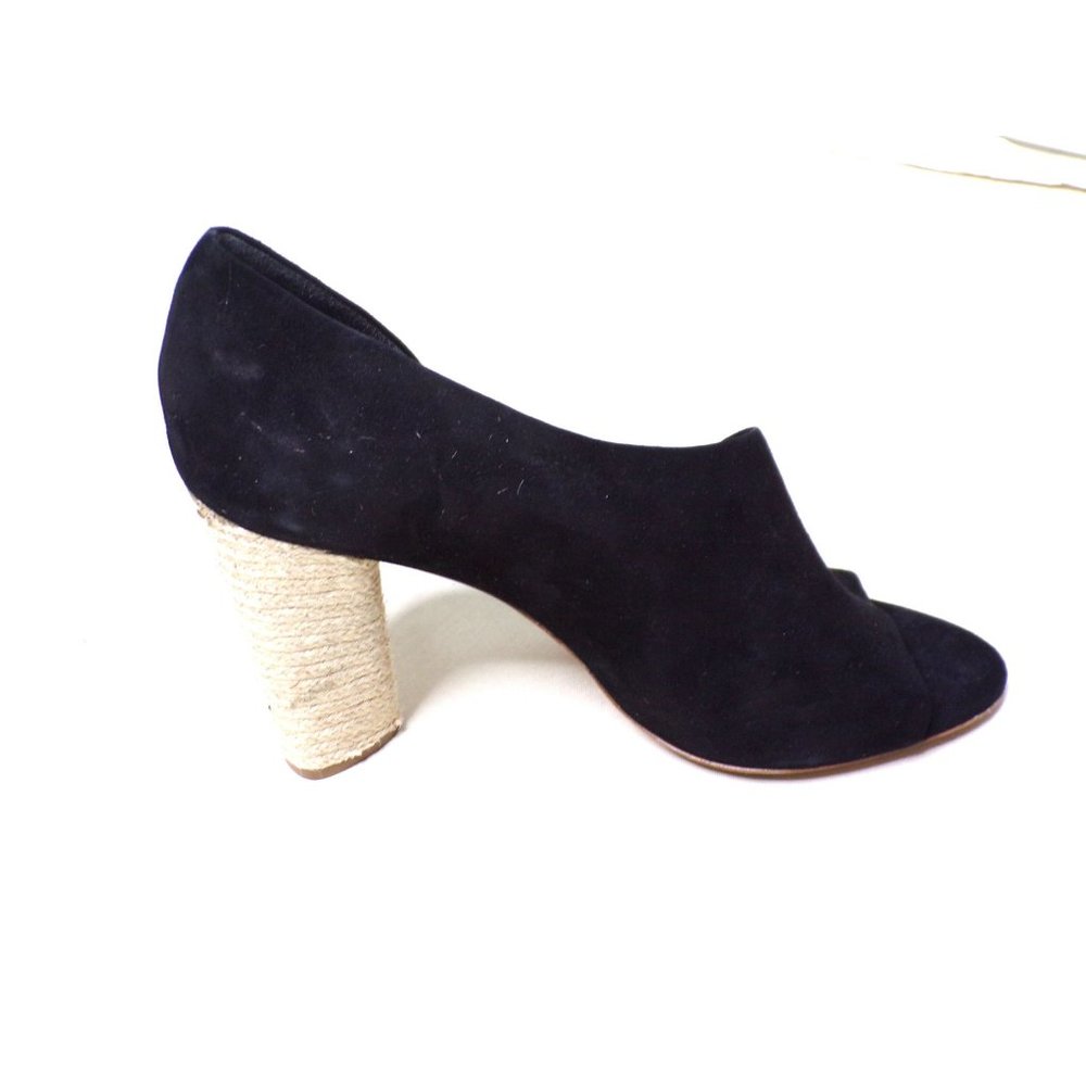 🆕 VINCE Persey Suede Jute Block Heel Pumps Sandal Shoes Black 9 - Picture 10 of 13